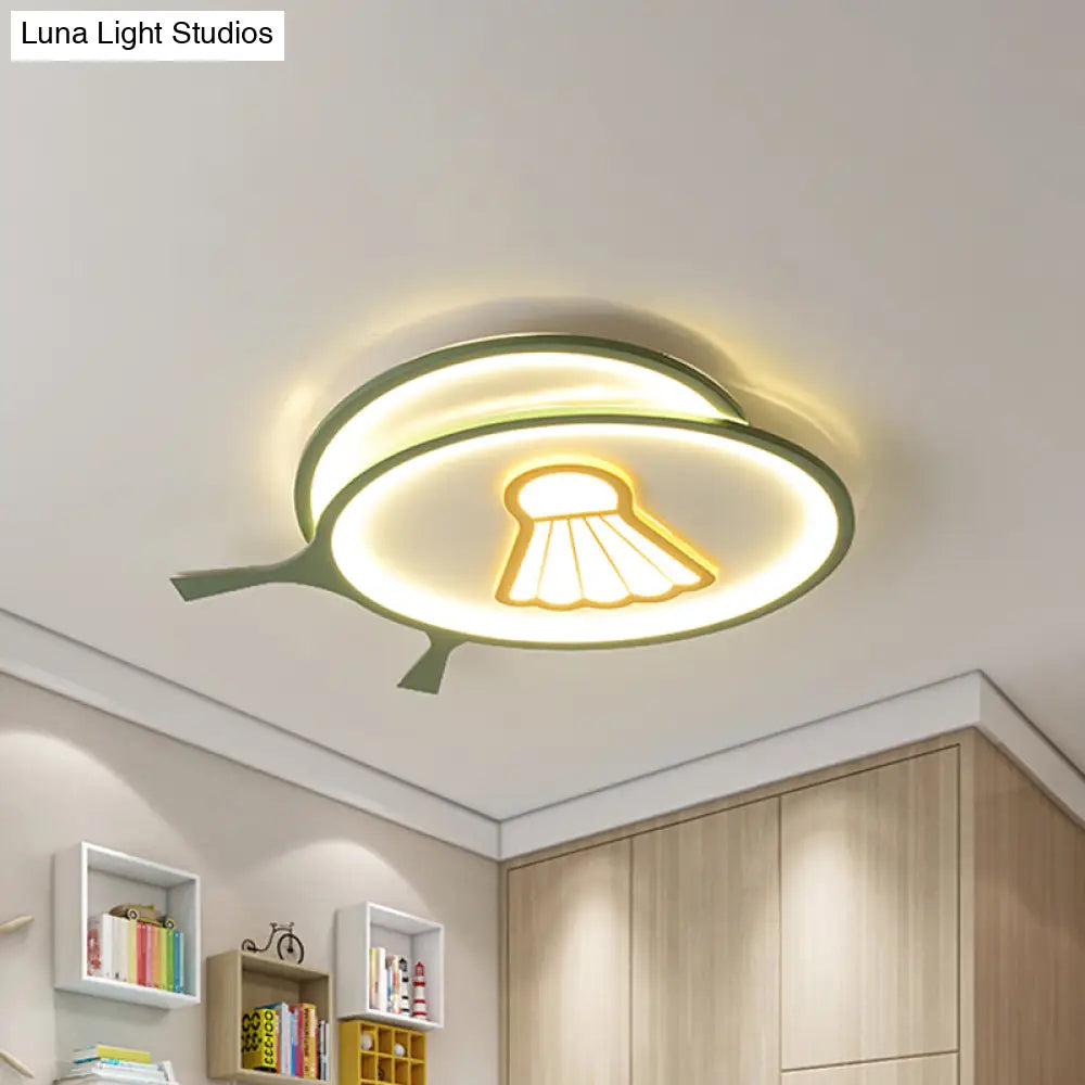 Children’s Badminton Pattern Led Ceiling Light - Green Flush Mount