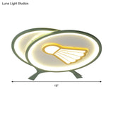Children’s Badminton Pattern Led Ceiling Light - Green Flush Mount