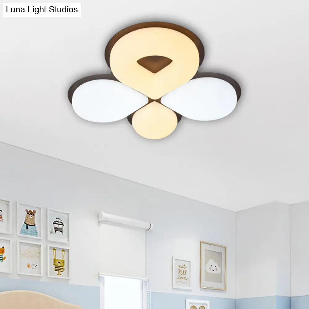 Children’s Bedroom Led Flush Mount Light Fixture In Grey/White/Coffee - Cute Flower Design