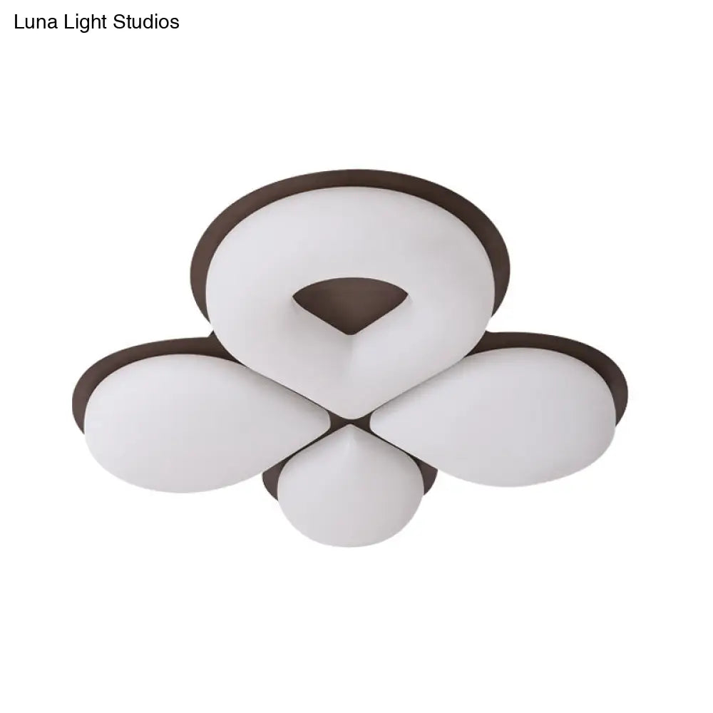 Children’s Bedroom Led Flush Mount Light Fixture In Grey/White/Coffee - Cute Flower Design