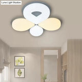 Children’s Bedroom Led Flush Mount Light Fixture In Grey/White/Coffee - Cute Flower Design