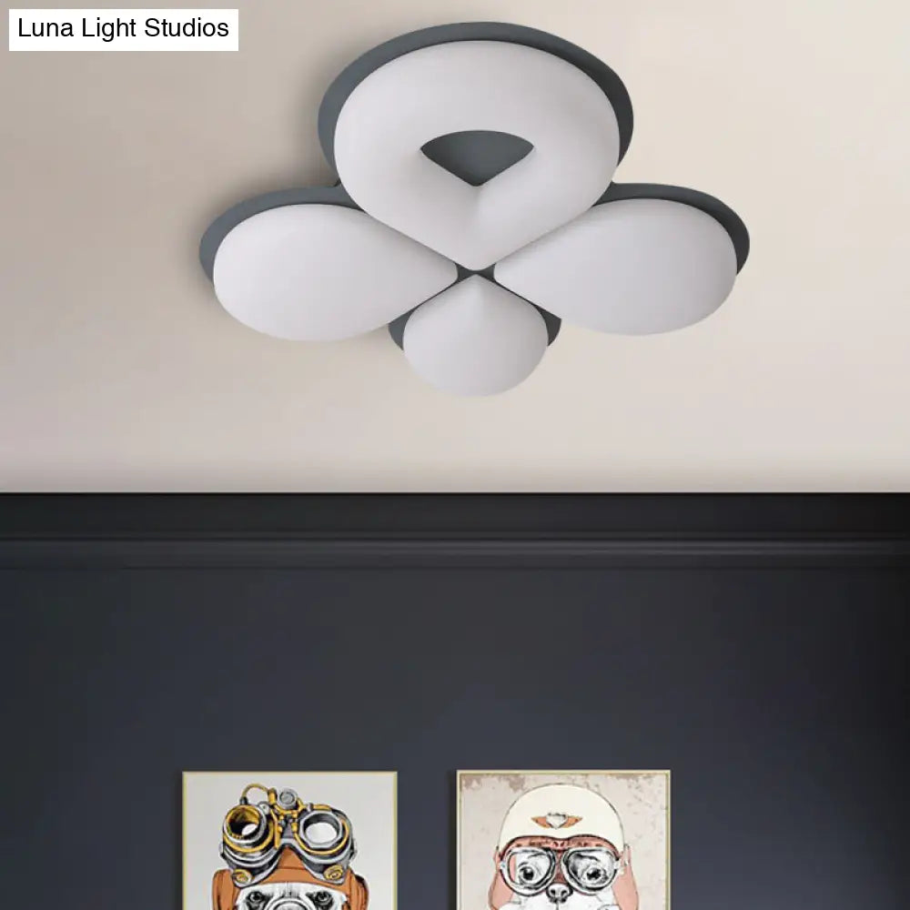 Children’s Bedroom Led Flush Mount Light Fixture In Grey/White/Coffee - Cute Flower Design