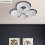 Children’s Bedroom Led Flush Mount Light Fixture In Grey/White/Coffee - Cute Flower Design