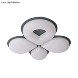 Children’s Bedroom Led Flush Mount Light Fixture In Grey/White/Coffee - Cute Flower Design