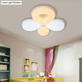 Children’s Bedroom Led Flush Mount Light Fixture In Grey/White/Coffee - Cute Flower Design