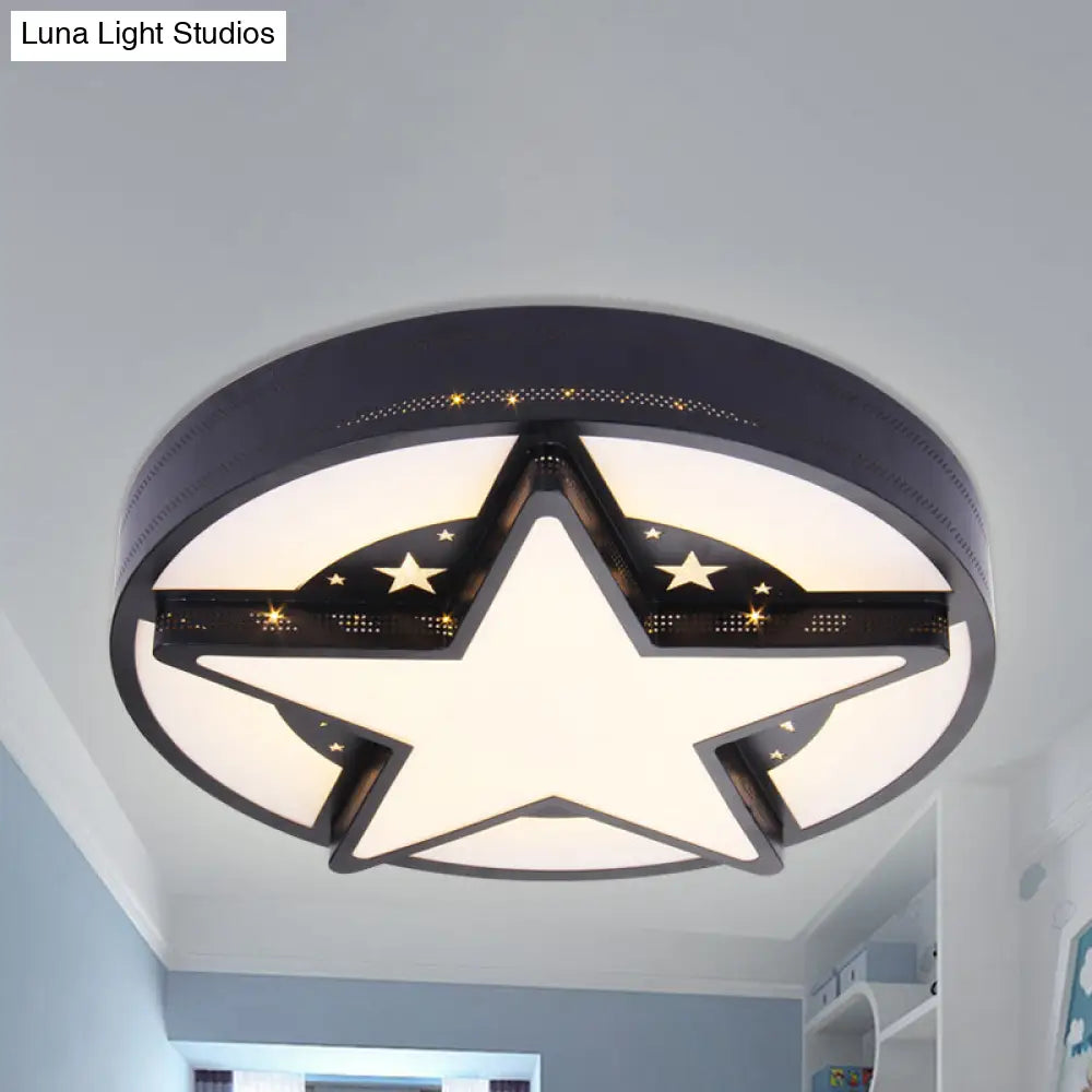 Childrens Bedroom Starry Sky Flush Mount Ceiling Light Black / 19.5 White