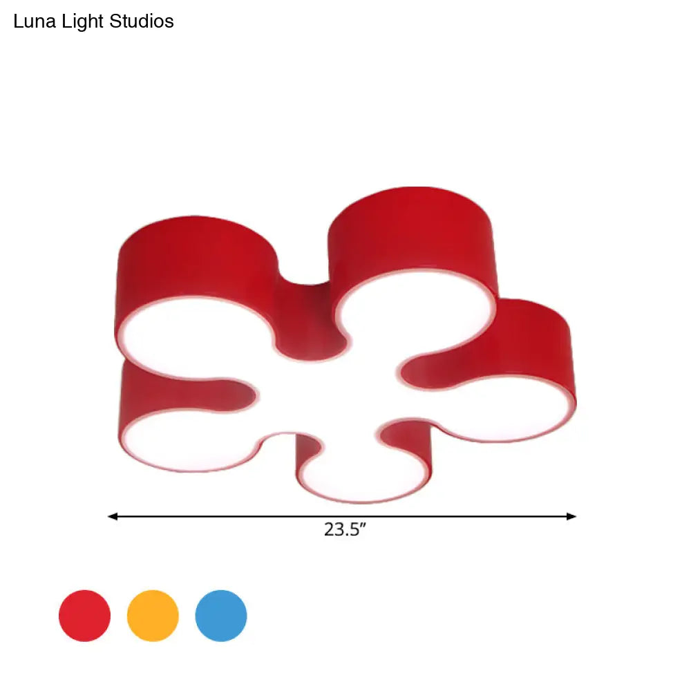 Children’s Led Blossom Ceiling Light In Blue/Red/Yellow - Acrylic Flush Mount