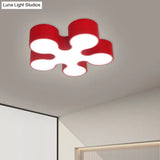Children’s Led Blossom Ceiling Light In Blue/Red/Yellow - Acrylic Flush Mount