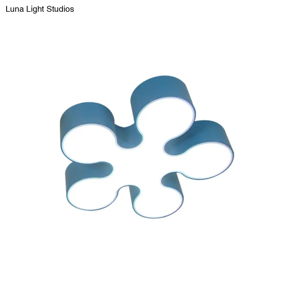 Children’s Led Blossom Ceiling Light In Blue/Red/Yellow - Acrylic Flush Mount