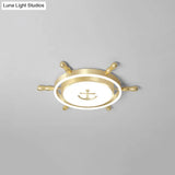 Children’s Led Flush Mount Ceiling Light - Metallic Rudder Design