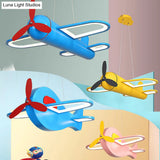 Childrens Playroom Cartoon Acrylic Propeller Jet Led Chandelier Ceiling Light
