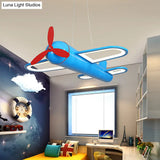 Childrens Playroom Cartoon Acrylic Propeller Jet Led Chandelier Ceiling Light
