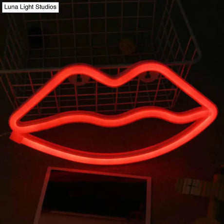 Childrens Red Lip Nightstand Light - Contemporary Led Plastic Wall Lighting For Fun And Modern Rooms