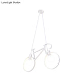 Childrens Room Pendant Light: Black/White Art Deco Bicycle Lamp With 2 Metal Heads