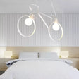 Childrens Room Pendant Light: Black/White Art Deco Bicycle Lamp With 2 Metal Heads White