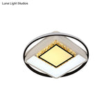 Children’s Square/Star/Heart Led Flush Mount Ceiling Light In Black - White With Crystal Accents