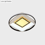 Children’s Square/Star/Heart Led Flush Mount Ceiling Light In Black - White With Crystal Accents