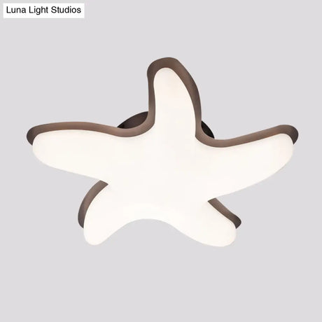 Children’s Starfish Led Nursery Ceiling Light - Grey/Pink/Yellow Flush Mount Fixture