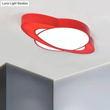 Children’s Style Acrylic Planet Flush Mount Led Ceiling Lamp - Vibrant Red/Yellow/Green Lighting