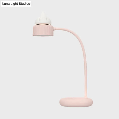 Childrens Usb Rechargeable Led Nightstand Light: White/Pink/Green Cat Rotating Table Lamp