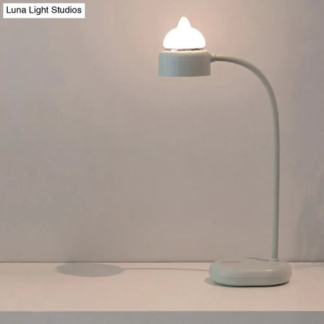 Childrens Usb Rechargeable Led Nightstand Light: White/Pink/Green Cat Rotating Table Lamp