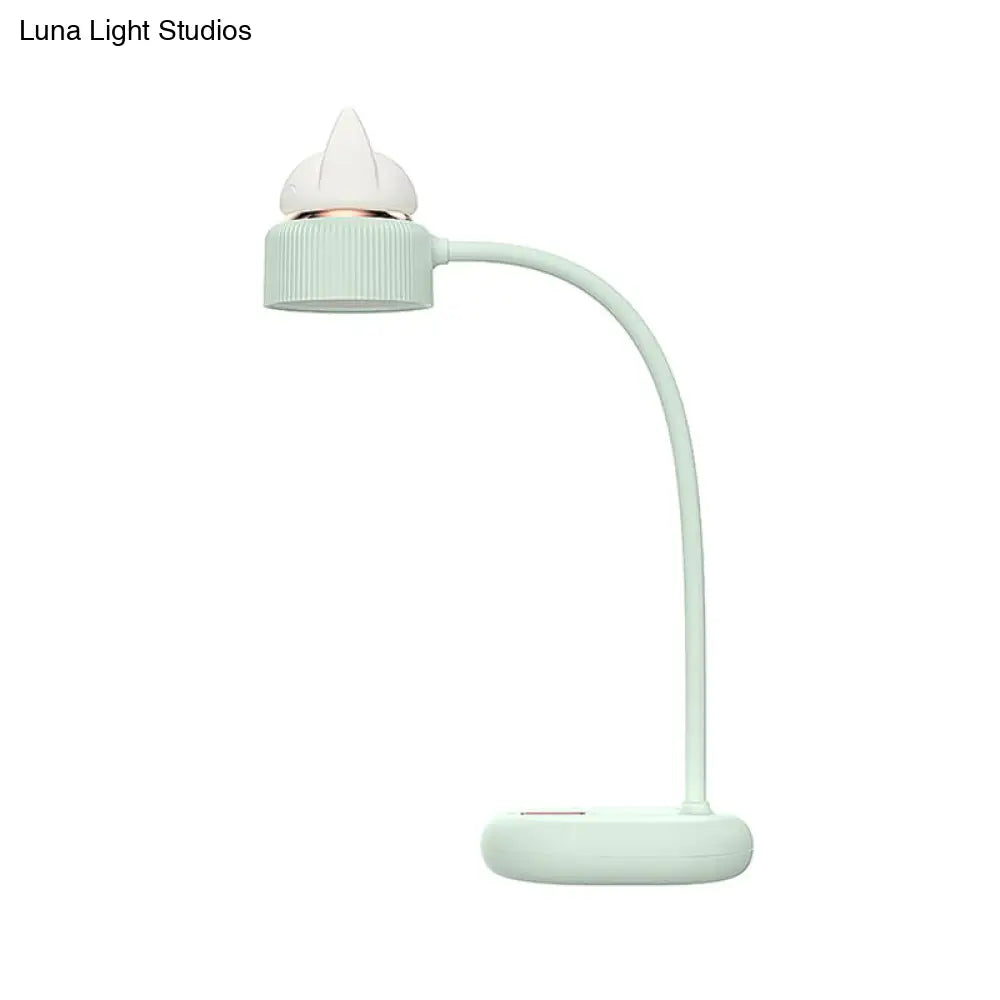 Childrens Usb Rechargeable Led Nightstand Light: White/Pink/Green Cat Rotating Table Lamp