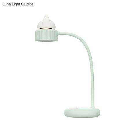 Childrens Usb Rechargeable Led Nightstand Light: White/Pink/Green Cat Rotating Table Lamp