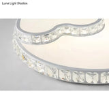 Children’s White Sky View Acrylic Flush Ceiling Light With Crystal Accent For Foyer