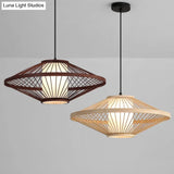 Chinese Bamboo Flying Saucer Pendant Light Fixture - 1 Suspension For Restaurants