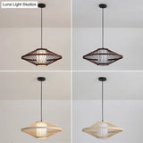 Chinese Bamboo Flying Saucer Pendant Light Fixture - 1 Suspension For Restaurants