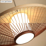 Chinese Bamboo Flying Saucer Pendant Light Fixture - 1 Suspension For Restaurants