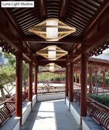 Chinese Bamboo Flying Saucer Pendant Light Fixture - 1 Suspension For Restaurants