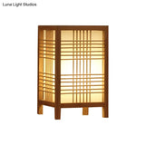 Chinese Beige Teahouse Desk Light - Rectangular Wood Shade 1 Head Task Lighting