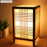 Chinese Beige Teahouse Desk Light - Rectangular Wood Shade 1 Head Task Lighting