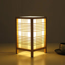 Chinese Beige Teahouse Desk Light - Rectangular Wood Shade 1 Head Task Lighting