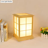 Chinese Beige Wood Table Lamp: Classic Book Reading Light For Bedroom