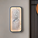 Chinese Bird And Flower Fabric Mural Lamp: Led Wall Mounted Lighting Black & White Black-White