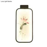 Chinese Black Led Wall Mounted Lotus/Peach Mural Lamp - Bedroom Lighting