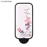 Chinese Black Led Wall Sconce With Metallic Chrysanths/Lotus Mural Lighting - Perfect For Your