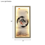 Chinese Carps Led Wall Sconce Light In Black And Red For Dining Room Decoration