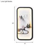Chinese Ceramic Black Mountain Mural Lamp - Led Wall Lighting Fixture