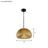 Chinese Hand-Woven Bamboo Pendant Light - Beige