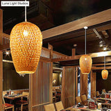 Chinese Hand-Woven Bamboo Pendant Light - Beige
