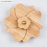 Chinese-Inspired Flower-Shaped Wooden Sconce: Decorative Wall Lighting For Bedroom/ Tearoom