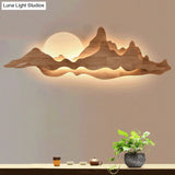 Chinese-Inspired Moon And Mountain Wall Sconce For Living Room