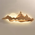 Chinese-Inspired Moon And Mountain Wall Sconce For Living Room Light Wood / Warm
