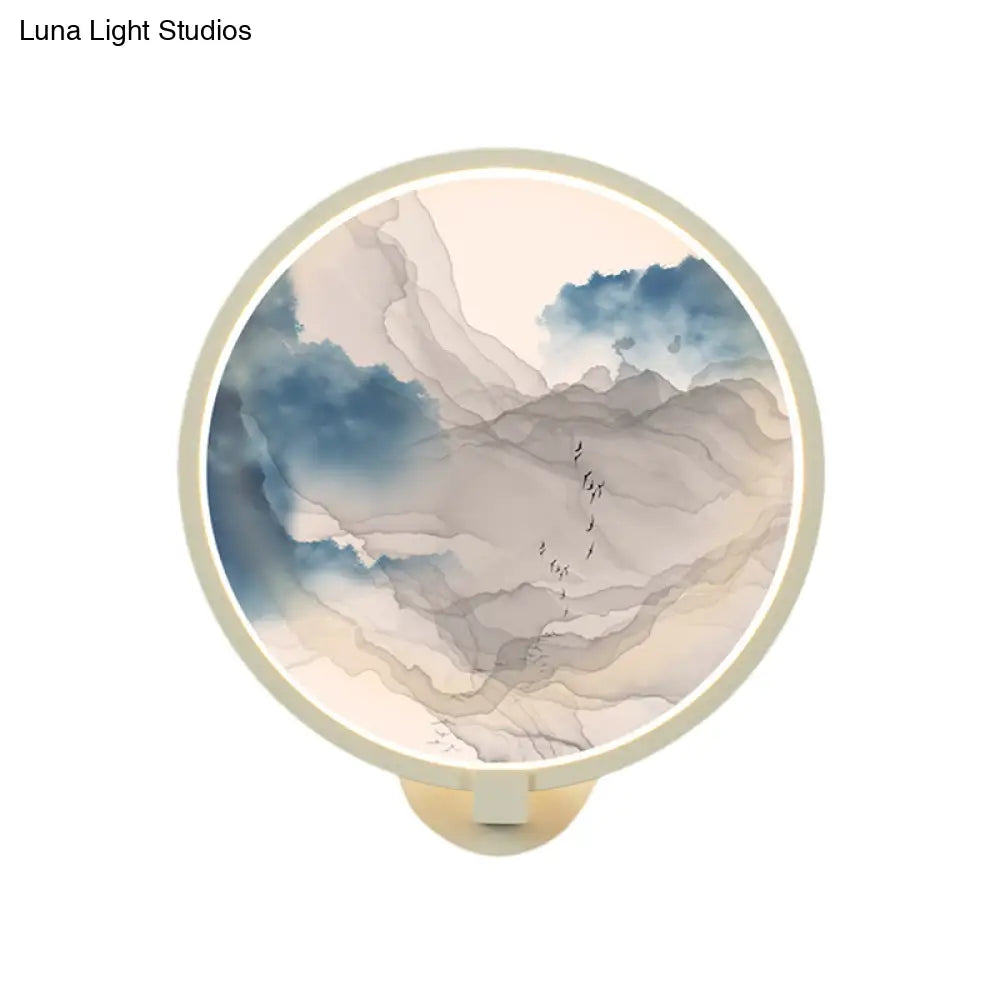 Chinese Led Acrylic Mountain Wall Lamp: White Mural Lighting For Living Room