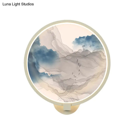 Chinese Led Acrylic Mountain Wall Lamp: White Mural Lighting For Living Room