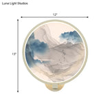 Chinese Led Acrylic Mountain Wall Lamp: White Mural Lighting For Living Room