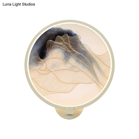 Chinese Led Acrylic Mountain Wall Lamp: White Mural Lighting For Living Room